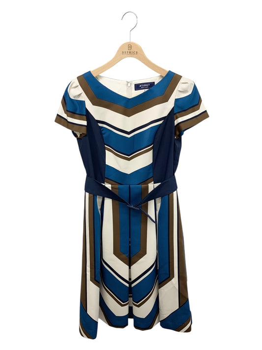 エムズグレイシー 011509 ワンピース 40 ブルー ストライプ ベルト IT480OVSM534