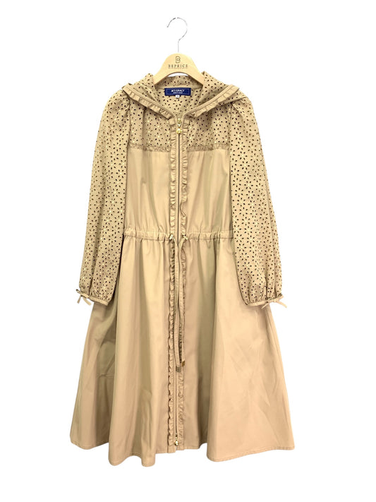 エムズグレイシー 019110 コート 38 ベージュ カメリア Wジップ フード付き ITBVU1YJL430