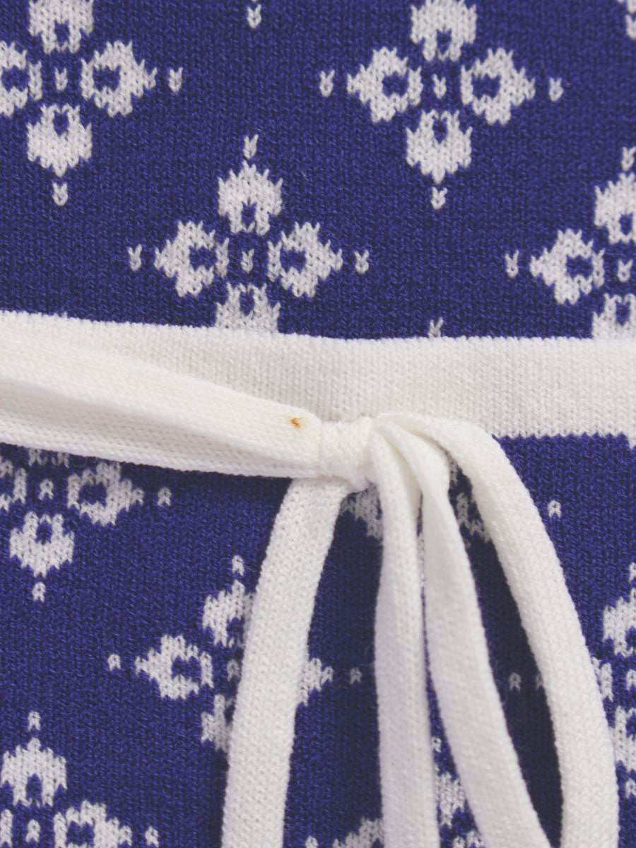 スーパービューティー ワンピース 42 ブルー フェイクパール ノーカラー リボン ITBTB1ATG8U4