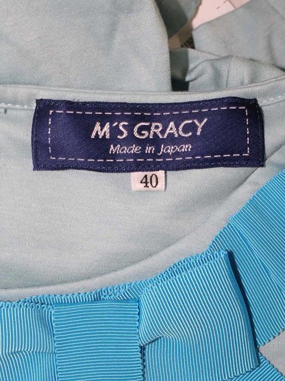 エムズグレイシー 415313 カットソー 40 ライトブルー グログランリボン ITFU4K5JDIXW