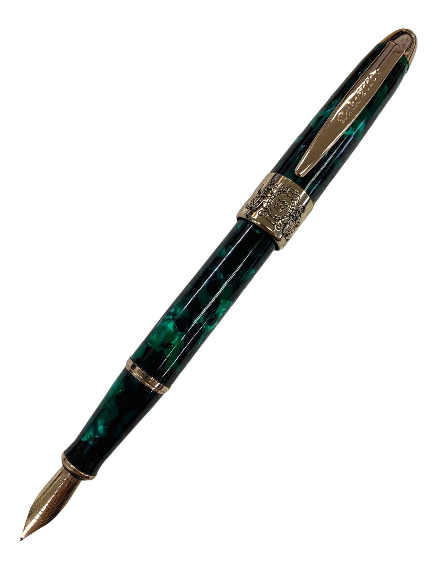 デューク 万年筆 2000 グリーンマーブル グリーン 14K ITBVC4IQNFRM