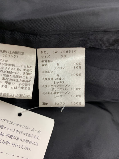 エムズグレイシー 729530 コート 38 ブラック ウール混 千鳥格子柄 レッキスファー カメリアWジップ IT6D8DKI5X2C