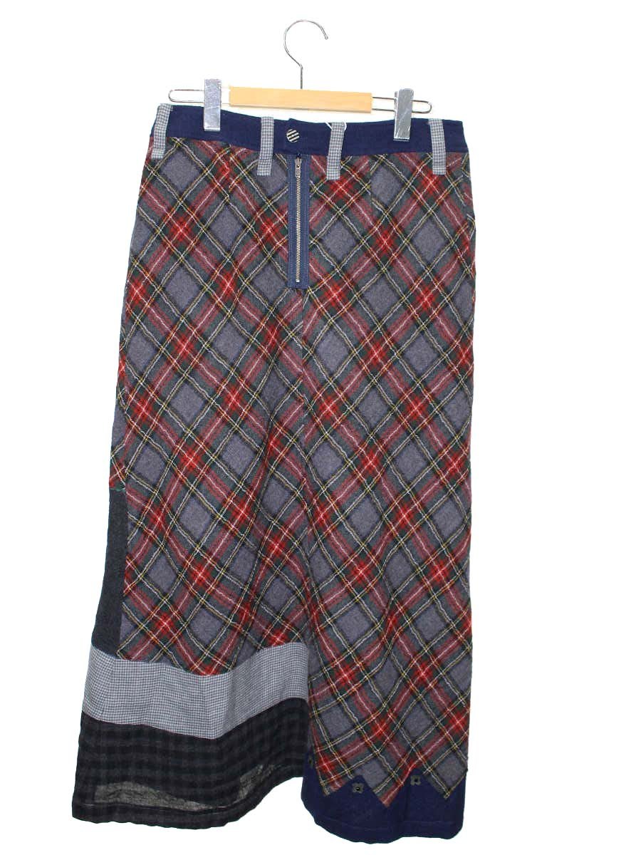 アルベロベロ 417095 スカート F グレー パッチワーク チェック柄 ウール IT2T2EL07IKO