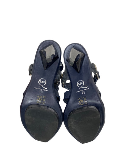 アレキサンダーマックイーン 287137 R2021 4029 サンダル 37 ネイビー レザー ジップ IT0YDVXB5UXM