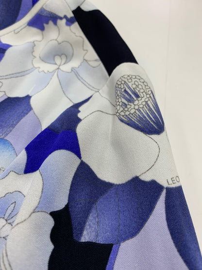 レオナールファッション 0190018 ワンピース 42 ブルー カンカン フラワーモチーフ ITL5N9IPQY5S