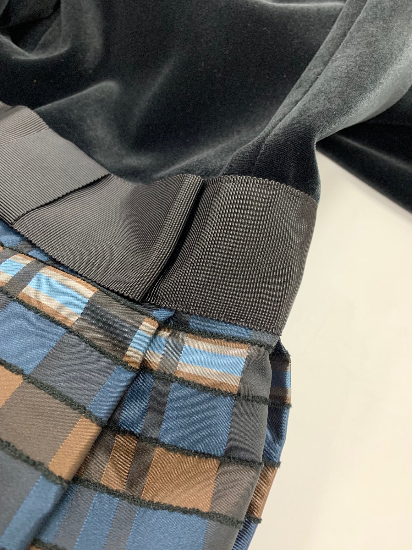 エムズグレイシー 811508 ワンピース 40 ブラック チェック リボン ベロア IT7A01QCDMG0