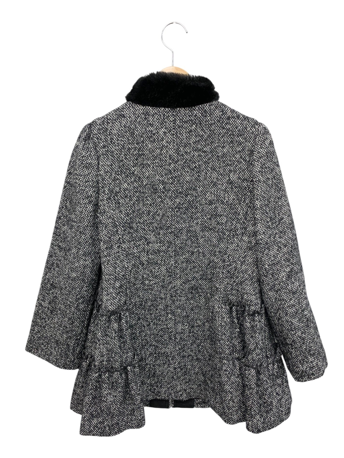 エムズグレイシー 119607 コート 38 ブラック ウール シルク混 ファー ITB7FPUD283M