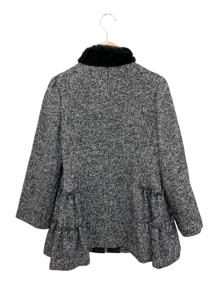 エムズグレイシー 119607 コート 38 ブラック ウール シルク混 ファー ITB7FPUD283M