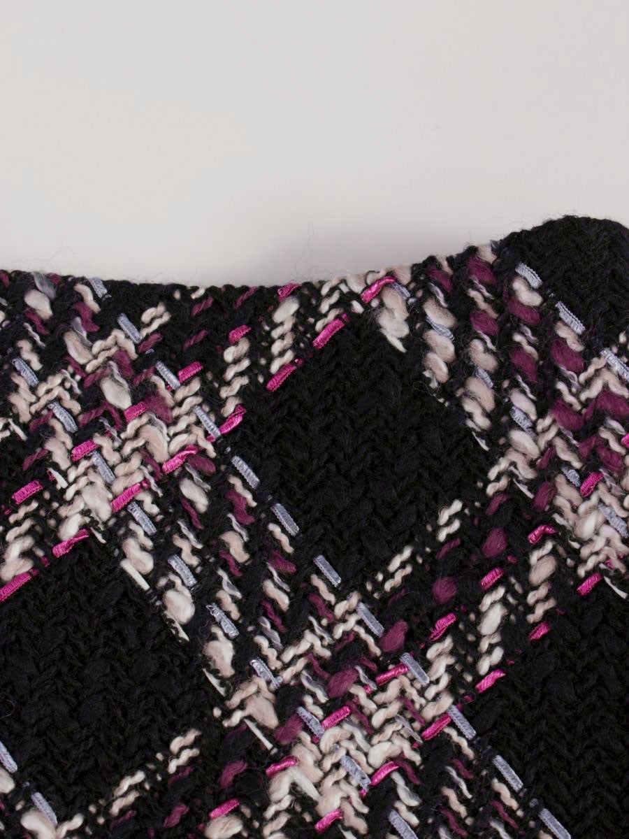 エムズグレイシー 017535 スカート 38 ネイビー/パープル チェック柄 タックフレア ITRXDJCR1HJ6