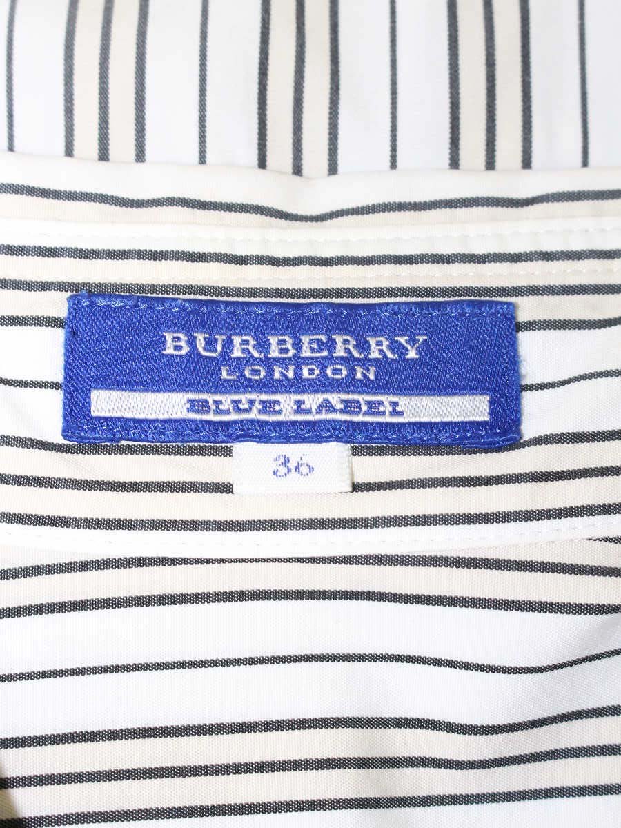 バーバリーブルーレーベル FEF41-524-01 シャツ 36 ホワイト/ベージュ ストライプ リボン IT81SY4V8P45