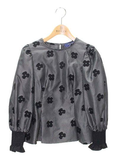 エムズグレイシー 310505 ブラウス 36 ブラック ギンガムチェック お花モチーフ IT8C2OBCIFAA