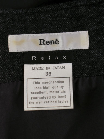 ルネ relax 6447050 ワンピース 36 チャコール ウール混 デニム調 ステッチ ITMGSYKYCH4I