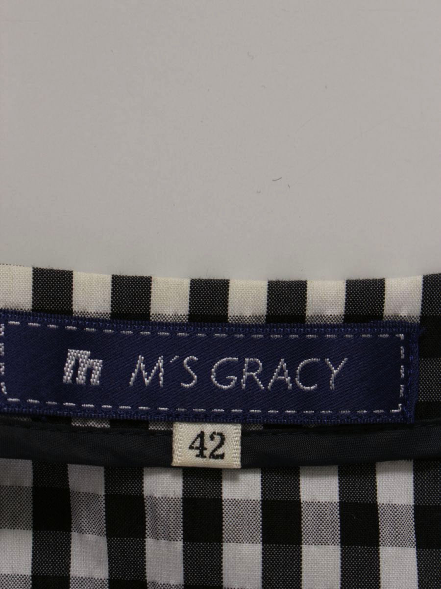 エムズグレイシー 024310 ブラウス 42 ブラック シャツ ギンガムチェック リボン IT1V5PT5H3K0