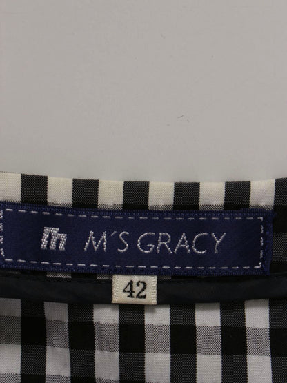 エムズグレイシー 024310 ブラウス 42 ブラック シャツ ギンガムチェック リボン IT1V5PT5H3K0