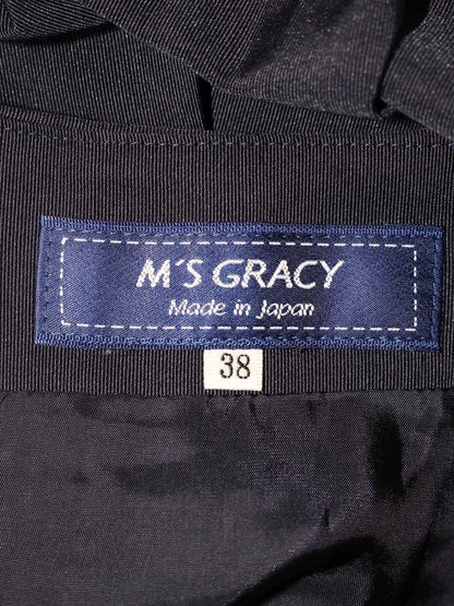 エムズグレイシー 917301 スカート 38 ネイビー 花柄 刺繍 ITQJUQM51C5C