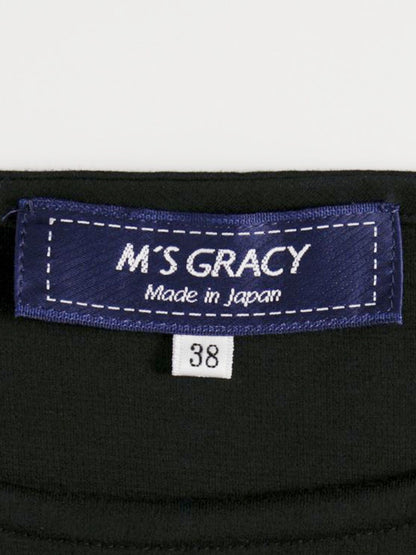 エムズグレイシー カットソー 415111 トップス 38 ブラック スパンコール リボン ITAGAV0DLMRC