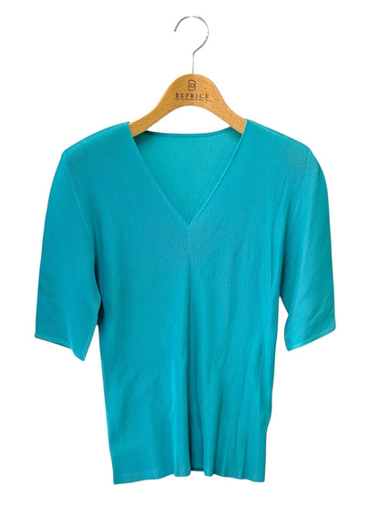 プリーツプリーズイッセイミヤケ PP41-FK317 プルオーバー 3 ブルー Vネック ITIH6ZBG80NW