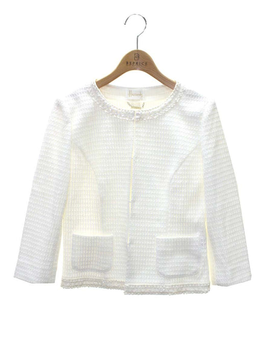 ハロッズ 16100261 ジャケット 2 ホワイト ツイード コットン ITYOKYKLK2I8