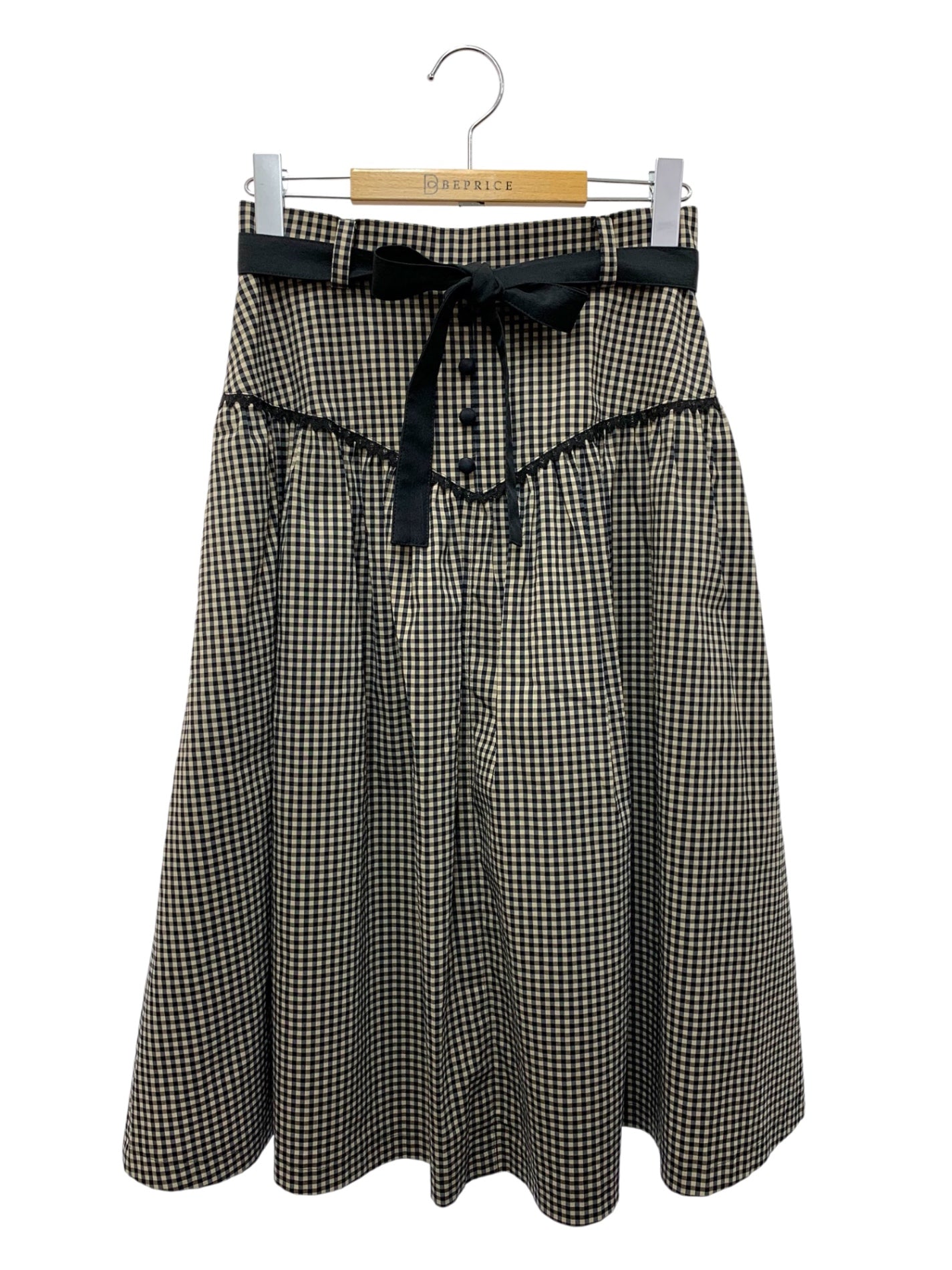 エムズグレイシー 217305 スカート 36 ブラウン ギンガムチェック フレア ITP9KB9EEWAC 【SALE】