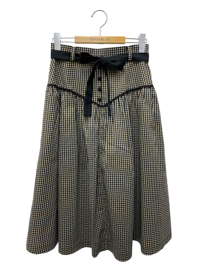エムズグレイシー 217305 スカート 36 ブラウン ギンガムチェック フレア ITP9KB9EEWAC 【SALE】