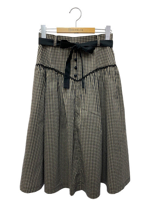 エムズグレイシー 217305 スカート 36 ブラウン ギンガムチェック フレア ITP9KB9EEWAC 【SALE】