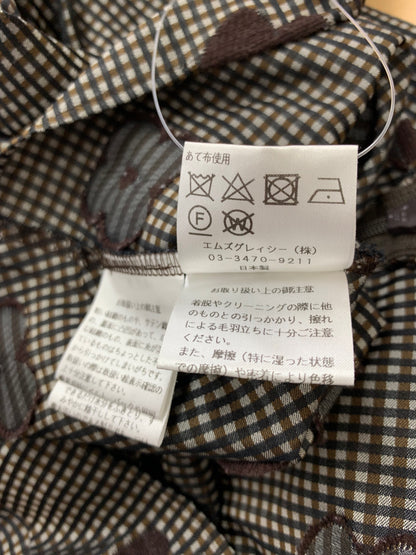 エムズグレイシー 310505 ブラウス 36 ブラウン ギンガムチェック お花モチーフ IT5P35NRYBDM
