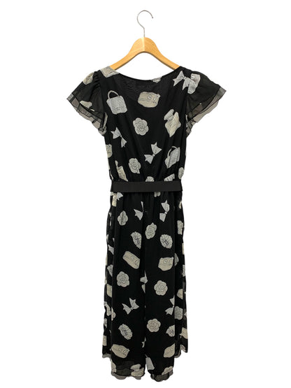 エムズグレイシー 111319 オールインワン 40 ブラック モチーフ柄 フロントボタン ITQ2JNRQSLIG