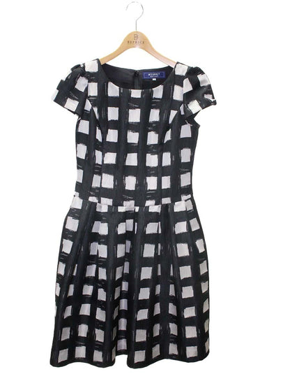 エムズグレイシー Check Jacquard Dress 811525 ワンピース 38 ブラック チェック ITRGWKLZCP1Y