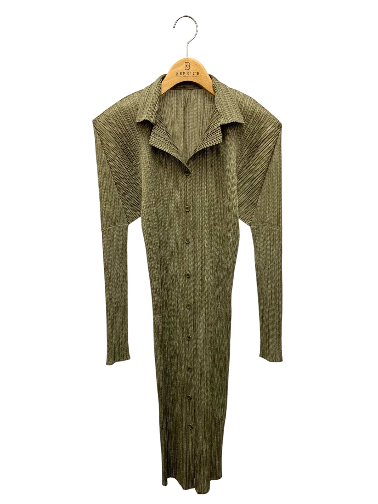 プリーツプリーズイッセイミヤケ PP73-JK225 シャツワンピース 3 カーキグリーン プリーツ ITAK3BCJSDWG 【SALE】