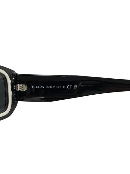 プラダ SPR06Y サングラス ブラック 16K2K1 ロゴ セルフレーム フルリム スクエア ITXNU3NZSSH8 【SALE】