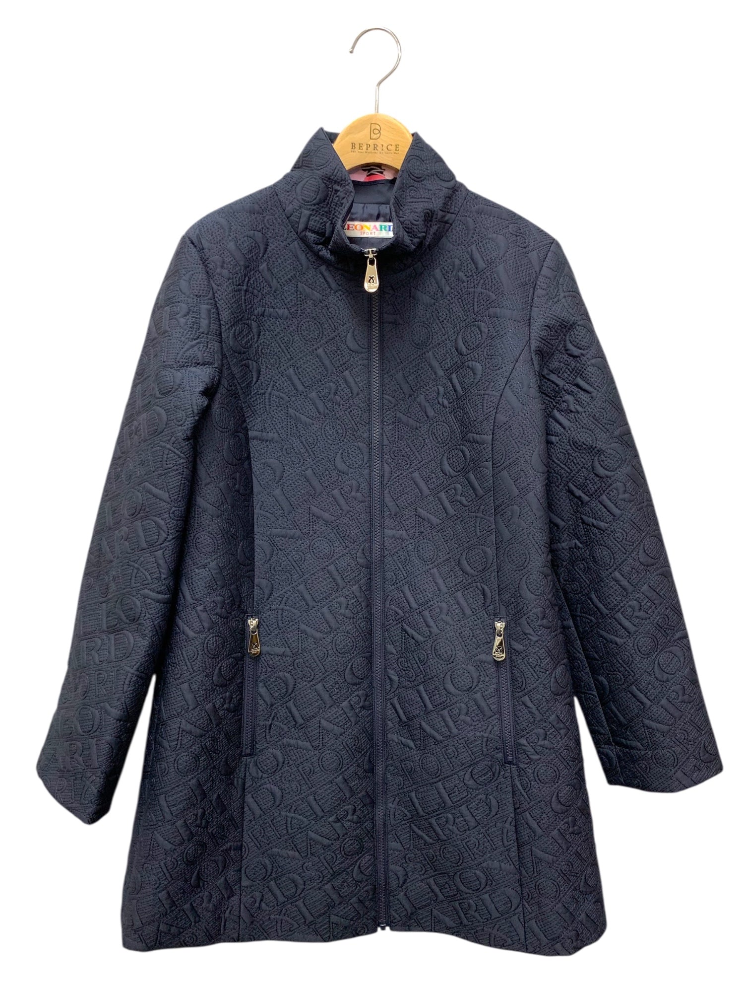 レオナールスポーツ 0566561 コート 38 ネイビー ジップアップ ロゴ