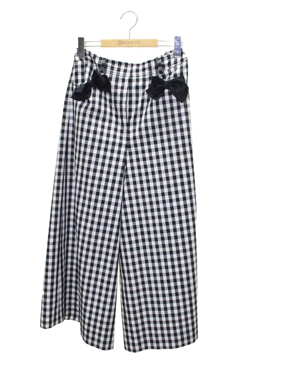 エムズグレイシー 216307 パンツ 40 ブラック/ホワイト ギンガムチェック IT7Y6DUD72MK