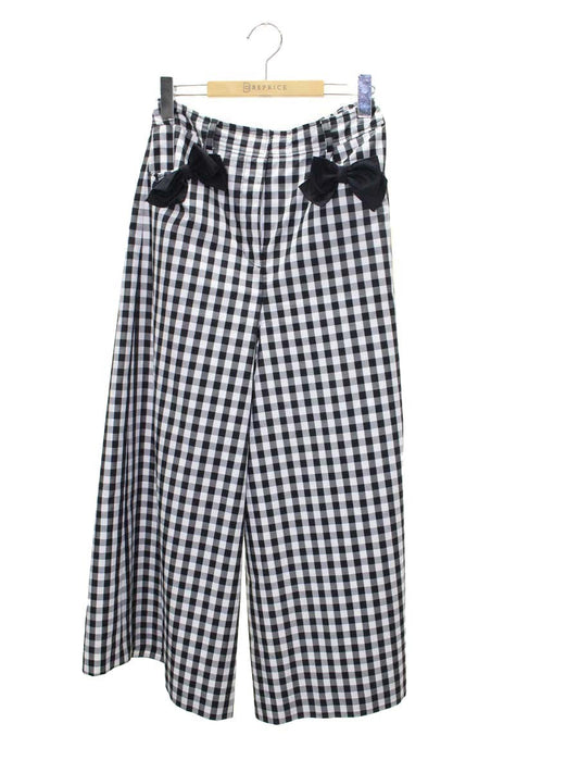 エムズグレイシー 216307 パンツ 40 ブラック/ホワイト ギンガムチェック IT7Y6DUD72MK