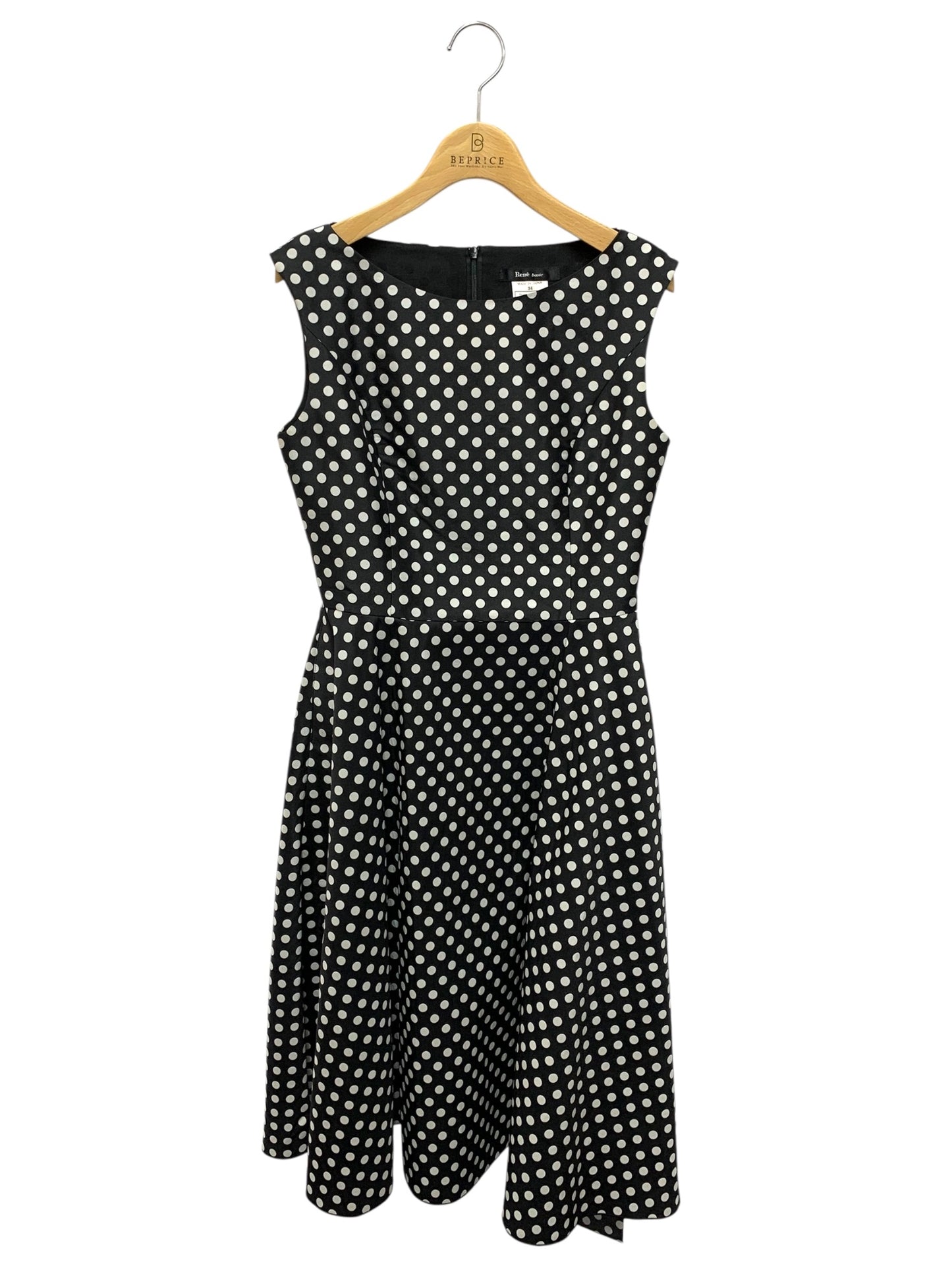 ルネ basic 5916280 ドレス ワンピース 34 ブラック ドット・水玉 ITXIJMP6Z734