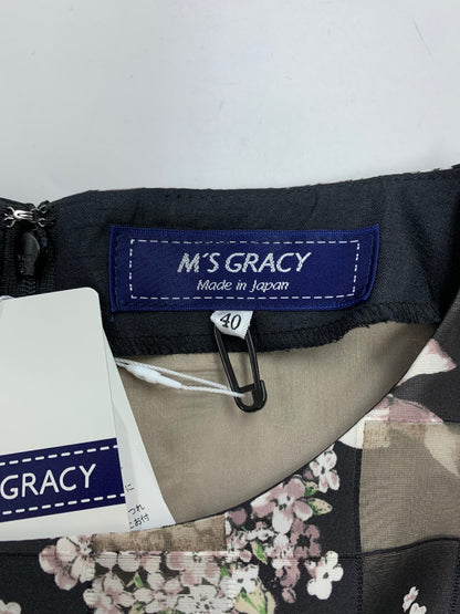 エムズグレイシー 311121 ワンピース 40 ブラック リボン オーガンジー ITF7MCQLWJL5