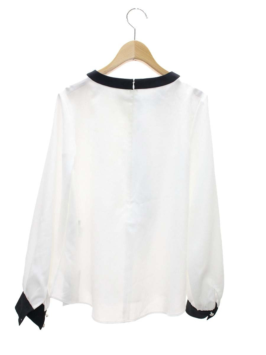 ルネ 5331140 ブラウス 34 ホワイト バイカラー リボン ITRQ2AM93I0E