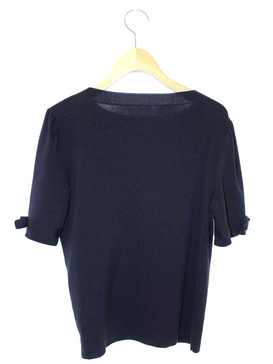 フォクシーブティック Rochelle Top ロシェルトップ 42982 ニット 40 ネイビー リボン ITT9RH88FHNK