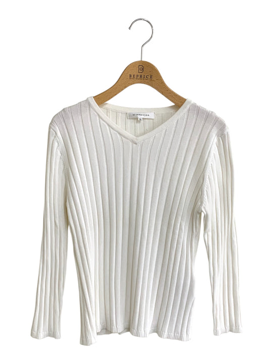 エムプルミエ A722-013 ニット 38 ホワイト Vネック リブ ITL0E7F6RA9W