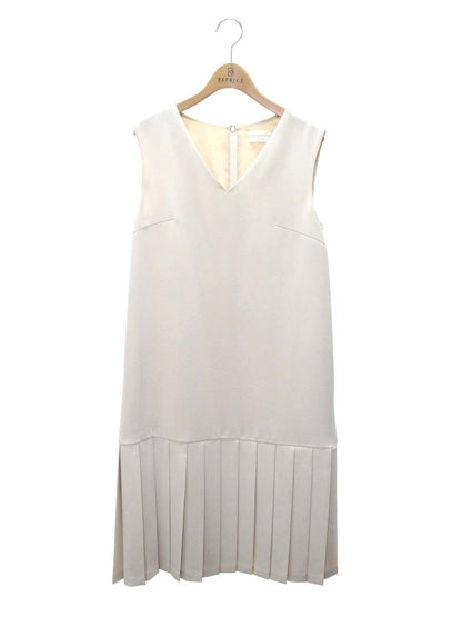 アベニールエトワール S935-038 ワンピース 36 ベージュ Vネック プリーツ ITFSB0FM29B4