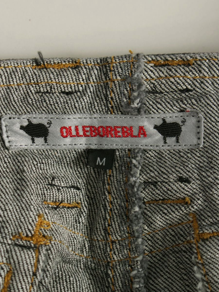 アルベロベロ 118481 デニムパンツ M ブラック ダメージ加工 クロップド ITF2N3GAJQPS