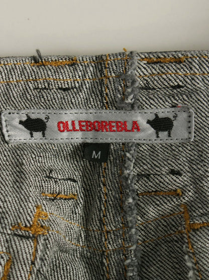 アルベロベロ 118481 デニムパンツ M ブラック ダメージ加工 クロップド ITF2N3GAJQPS