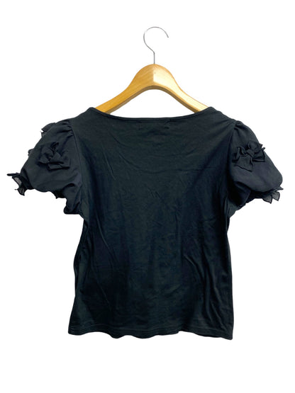 エムズグレイシー 325306 Tシャツ 38 ブラック カットソー リボンモチーフ パフスリーブ IT14JWGCCQC6