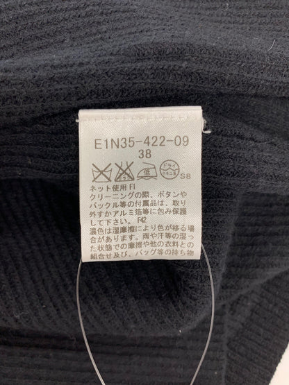 バーバリーブルーレーベル E1N35-422-09 カーディガン 38 ブラック ウール混 リボンブローチ付き ITX08HOWSUNQ