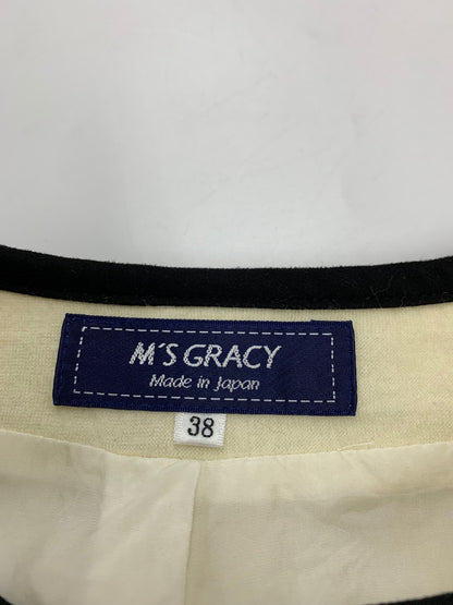 エムズグレイシー 114606　 ジャケット 38 ブラック ボア マフラー付 バイカラー ITP9GQZBR01W