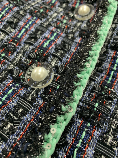 ルネ 6023340 ジャケット 36 パープル TISSUE社製ツイード ノーカラー パールボタン ITUUV5WTWR8C