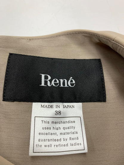 ルネ 5546170 ワンピース 38 ベージュ パール ビジュー タックフレア ITYIL5RYMW0G