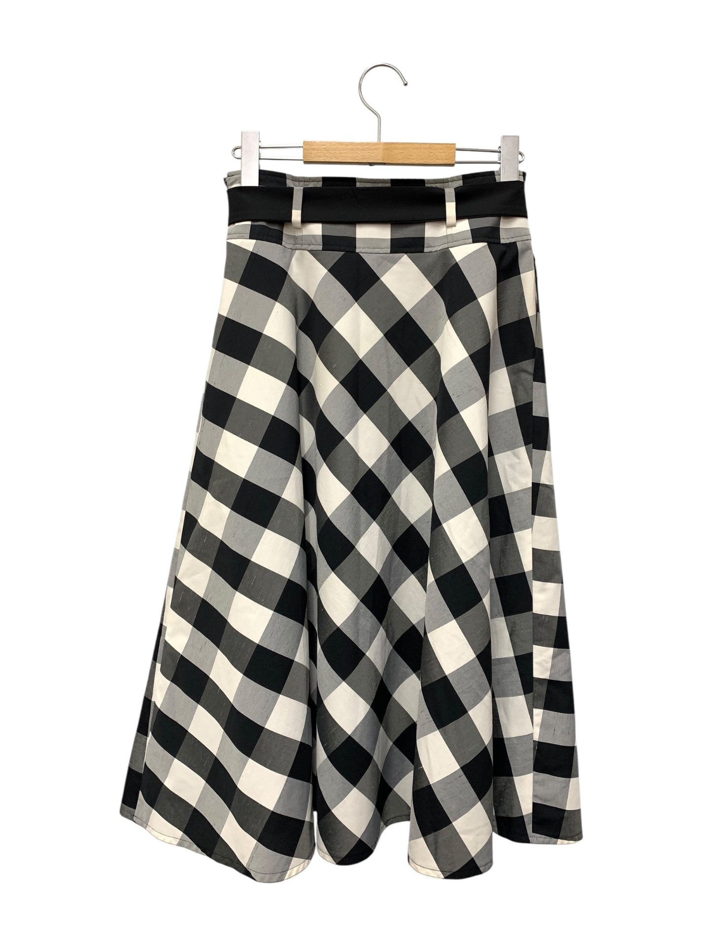 エムズグレイシー 217313 スカート 38 ブラック チェック フレア ITT5LW04MQEO