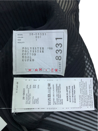 サカイ 26-08331 Chiffon Tank シアー ストライプ ノースリーブ トップス 1 ブラック ITO7K08PADRK