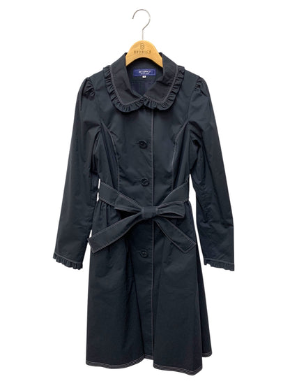 エムズグレイシー 819104 コート 40 ネイビー ステッチ フリル リボンベルト付き ITHIDSMRCPJM
