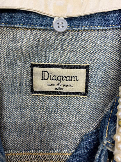 ダイアグラム 0732 3101 デニムジャケット 36 ネイビー 衿ビジュー IT03JFLXO1CS 【SALE】